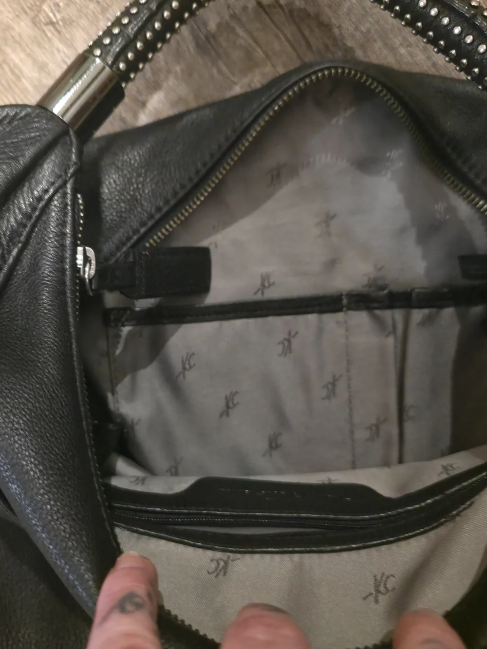 Kenneth Cole Leather Stud-Handle Hobo Bag